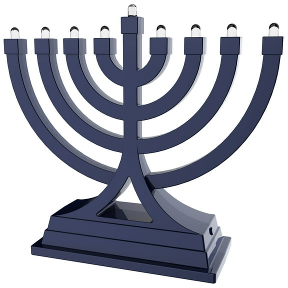 Zion Judaica Mini LED Hanukkah Menorah Battery or USB Operated - Multiple Light Settings On The Go Hanukkiah for Chanukah Decorations (Blue)