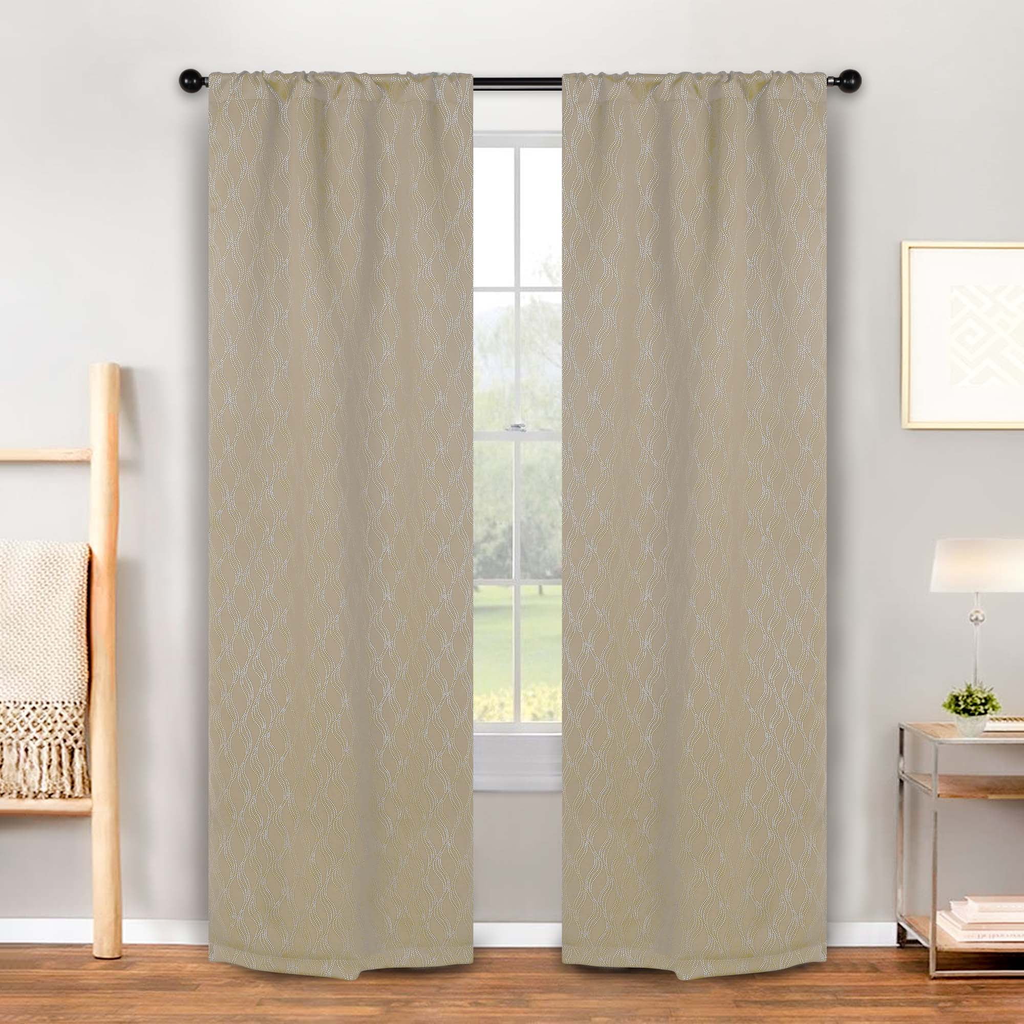 Superior Zuri Blackout Curtains, Rod Pocket, Set of 2, 26" X 84", Ivory