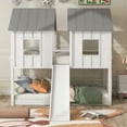 thumbnail image 3 of Harper & Bright Designs Twin Over Twin Wooden House Bunk Bed with Slide and Windows, Twin Size House Bunk Bed with Roof for Kids Bedroom, White, 3 of 11