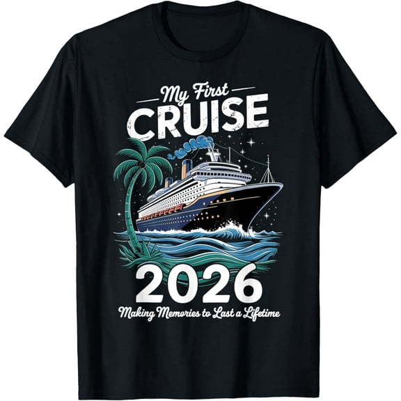 My First Cruise Ship Vacation 2026 Unisex Short Sleeve Graphic T-Shirt Tee