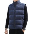 thumbnail image 3 of Chaleco de algodón para hombre, chaleco acolchado con cuello levantado, abrigo con protección para el cuello, bolsillos con cremallera a prueba de viento, calidez para Otoño Invierno, 3 of 5