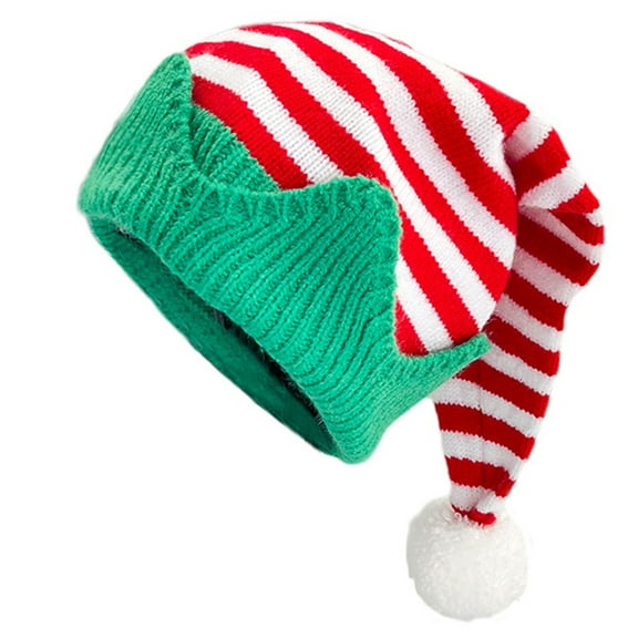 Cheerful Hat Christmas Slouch Caps with Pompoms Leprechaun Hat Holiday Unisex Wear Striped Hat for Stage Wear