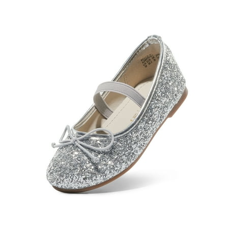 

Dream Pairs Girls Kids Mary Jane Shoes Ballerina Flat Shoes Party Wedding Dress Shoes BELLE_01 SILVER Size 5T