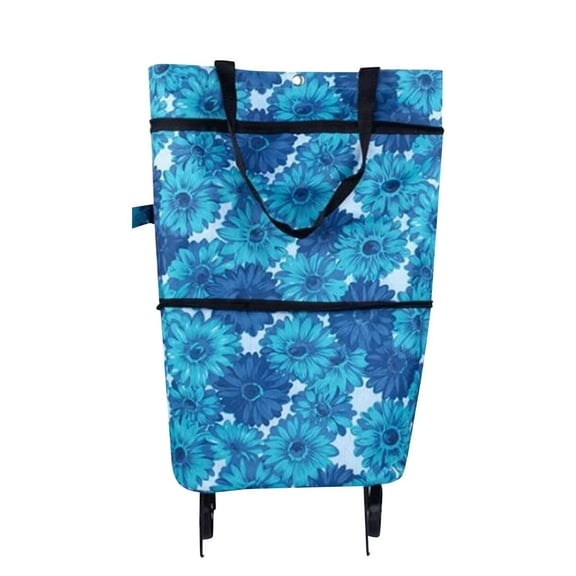 Accelerateh Bag 2 in 1 Shopping Bag Folding Green Bag Portable Foldable Shopping Cart Trolley Bag with Wheels