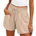 thumbnail image 2 of Wide Leg Shorts for Women Summer Casual Lightweight Elastic High Waist Loose Fit Beach Shorts with Pockets, 2 of 6
