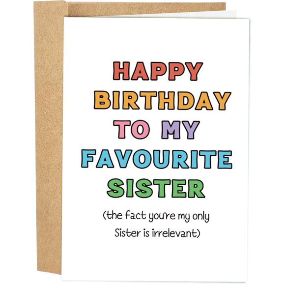 Tarjeta de cumpleaños Naixiwen Sweet Funny «Cute Bestie» Sister
