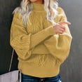 thumbnail image 6 of oqasdz Womens Sweaters Fall Winter Long Sleeve Solid Color Cable Knit Sleeve Turtleneck Warm Sweater Casual Versatile, 6 of 6