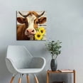 thumbnail image 4 of HOMICOZI Cow Pictures Wall Decor Country Farmhouse Canvas Wall Art Rustic Sunflower Bathroom Decor Framed Artwork Paintings for Wall Decorations for Bedroom Office Kitchen Living Room 16 X16in, 4 of 4
