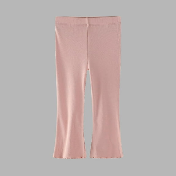 Spazoro Toddler Girls Wide Leg Leggings, Yoga Sports Soft & Comfy Stretchy Fall and Winter Elastic Waist Outwear Tights Pants Pink Size 6 T