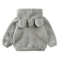 thumbnail image 3 of URMAGIC Toddler Winter Warm Jacket Kids Solid Color Long Sleeve Zipper Outwear Unisex Hoodie Cute Bear Ears Cardigan Coat, 3 of 7