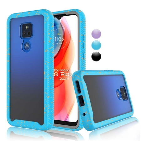 for Moto G Play 5G (2021) Case Clear, Case Cover for 2021 Moto G Play 6.5", Njjex Full-Body Rugged Transparent Clear Back Bumper Case Cover for Motorola Moto G Play 2021 -Blue