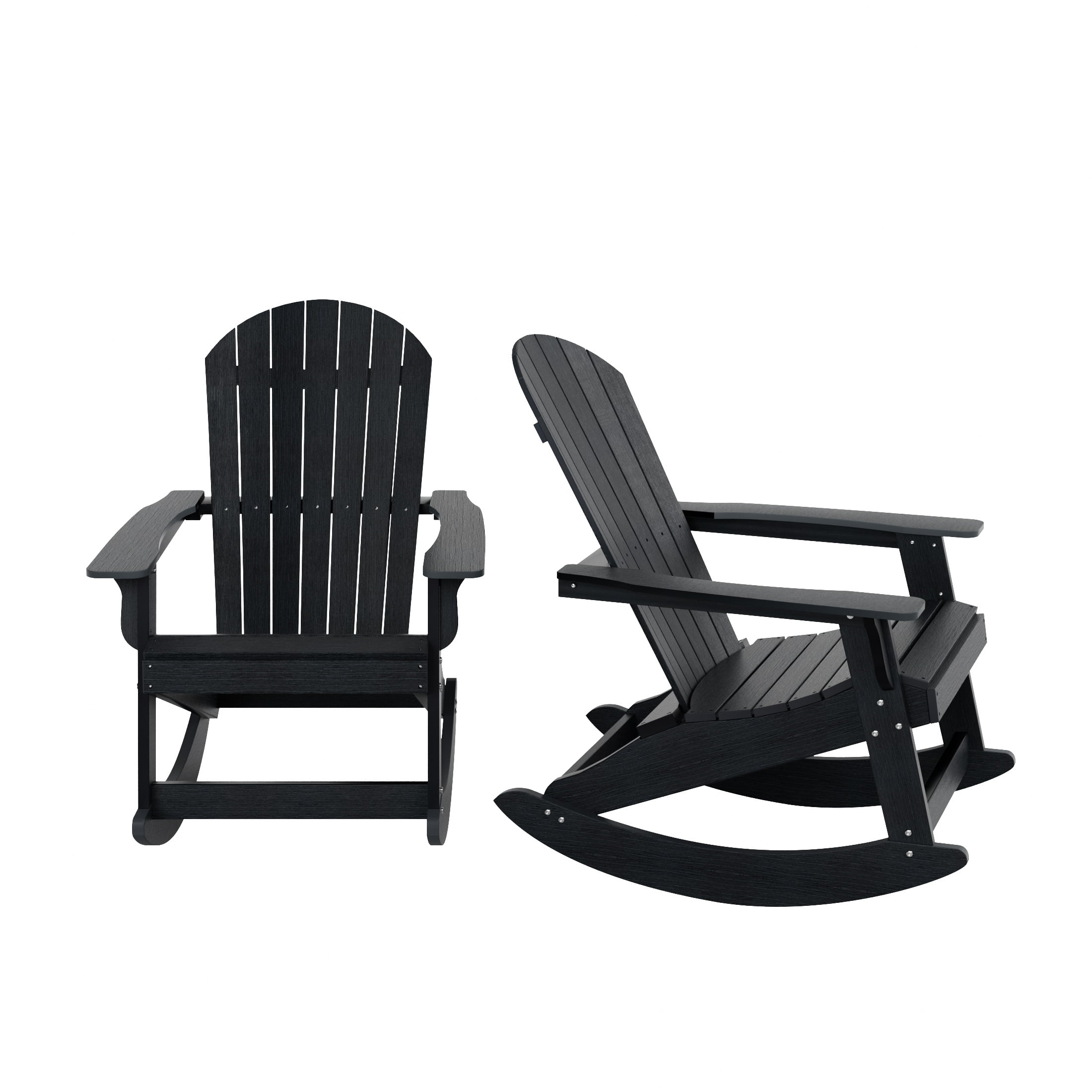 WestinTrends Tuscany HIPS Outdoor Rocking Adirondack Chair (Set of 2), Black