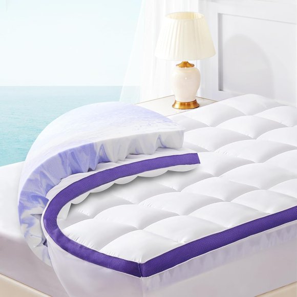 Cubrecolchón ChixPace de doble capa, espuma viscoelástica King, 10 cm