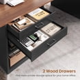 thumbnail image 4 of SEDETA Two Person Desk with Drawers, 90 Inch Long Office Desk with Storage Shelves, Double Gaming Desk, Wooden Couple Desk, Writing Table with Storage for Home Office, Black, 4 of 9