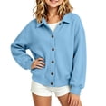 thumbnail image 2 of Wilark Girls Sweatshirts Cardigan Size 5-14, Casual Fashion Long Sleeve Collared Kids Fall Jackets with Pockets Blue, 2 of 8