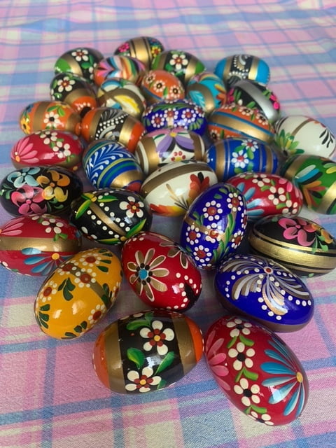 Large Vesplo Hand Painted Assorted Wooden Easter Eggs (6 Pieces)