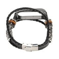 thumbnail image 2 of Retro Leather Strap, Exquisite Comfortable Watch Bracelets Replacement Skin Friendly Easy Install DIY Beaded  For Mi Band 6 Smartwatch Black And Black,Black And Silver,Black And, 2 of 8