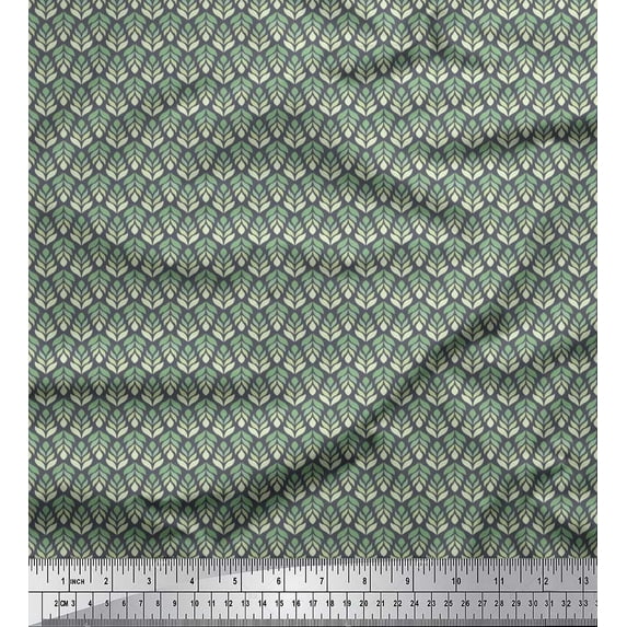 Soimoi Cotton Cambric Fabric Leaves Small Print Fabric by The Yard 42 Inch Wide