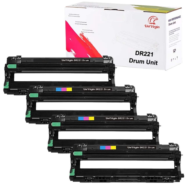 UniVirgin Unité de Tambour Remanufacturée DR221 de Remplacement pour Brother DR221 DR221-CL Unité de Tambour pour Utilisation dans Imprimantes Brother HL-3140CW HL-3170CDW MFC-9130CW MFC-9330CDW MFC-9340CDW.(BCMY, Lot de 4)