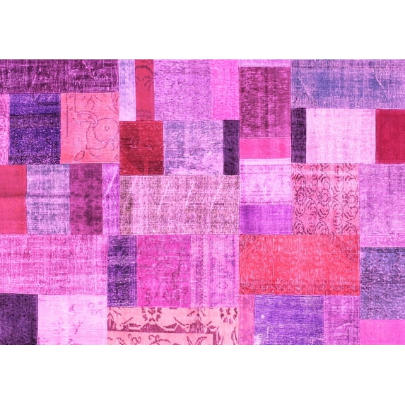 Ahgly Company Indoor Rectangle Patchwork Pink Transitional Area Rugs, 3' x 5'