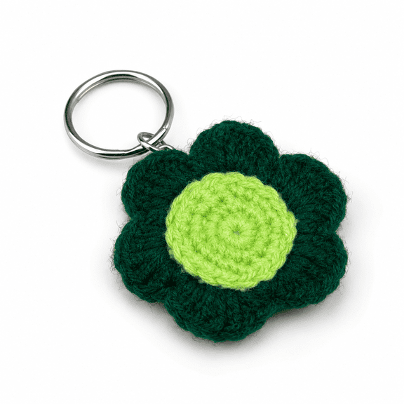 Crochella Handmade Crochet Flower Keychain, Knitted Floral Bag Charm with Soft Yarn, Decorative Key Ring Accessory for Handbags, Backpacks, Purses and Everyday Use