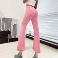 thumbnail image 2 of UAMVSH Women Ribbed Knit Yoga Pants High Waist Casual Solid Bell Bottom Leggings Stretchy Yoga Trousers Fall Fashion 2024, 2 of 6