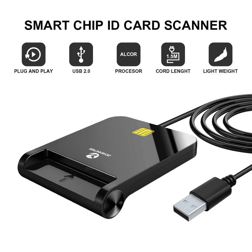 Zoweetek Smart Card Reader DOD Military Compatible with Windows, Mac OS and Linux USB - Walmart.com