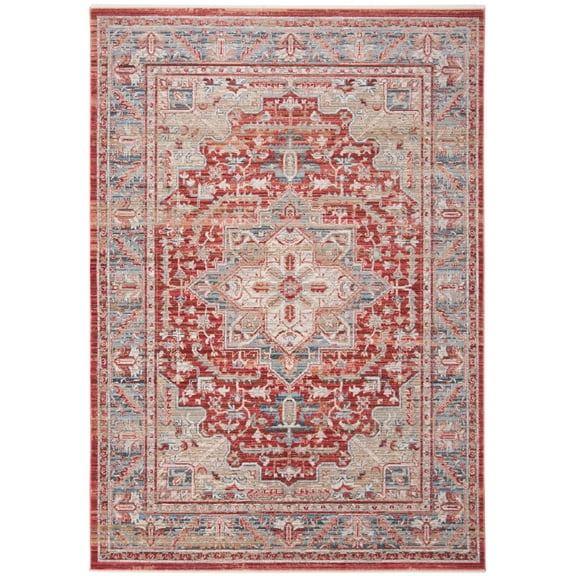 SAFAVIEH Kenitra Eleanora Oriental Polyester Area Rug, Red/Blue, 10' x 14'