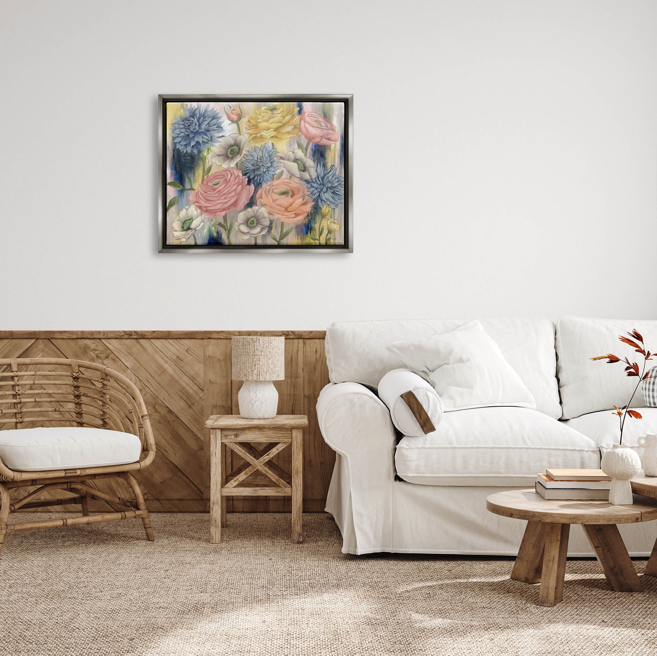 Stupell Industries Modern Mixed Flower Blooms Graphic Art Luster Gray Floating Framed Canvas Print Wall Art, Design by Elizabeth Medley