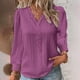 thumbnail image 2 of Blusa de manga larga con cuello en V y volantes para mujer - Camisa elegante con encaje floral y botones, 2 of 5