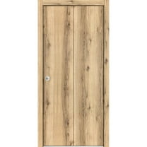 Sliding Closet Bi-fold Doors 48 x 84 inches | Planum 0010 Oak | Sturdy Tracks Moldings Trims Hardware Set | Wood Solid Bedroom Wardrobe Doors