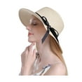 thumbnail image 2 of Franhais Women Paper Straw Hat, Wide Brim Bow Decor Breathable Sun Protection Anti-UV Seaside Cap, 2 of 4