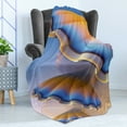 thumbnail image 4 of Fractal Soft Flannel Fleece Throw Blanket, Trippy Gradient Shell in Digital Textured Tones Sci Fi Design, Cozy Plush for Indoor and Outdoor Use, 50" x 60", Blue Merigold, by Ambesonne, 4 of 5