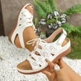 thumbnail image 2 of Hurxie Wedge Sandals for Women Dressy: Comfortable Walking Summer Low Platform Ankle Strap Open Toe Casual Dressy Women Flat Sandal White 40, 2 of 7