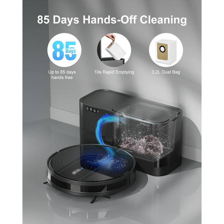 Enboya D60+ Robot Vacuum Cleaner with Self-Emptying Base, 9000Pa