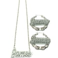 thumbnail image 5 of Matching Necklace With Quality Silver Chain and Size Choice Bamboo Earrings Name Plate Jewelry Set, Color Background Selection Personalized Any Name Custom Made To Order., 5 of 5