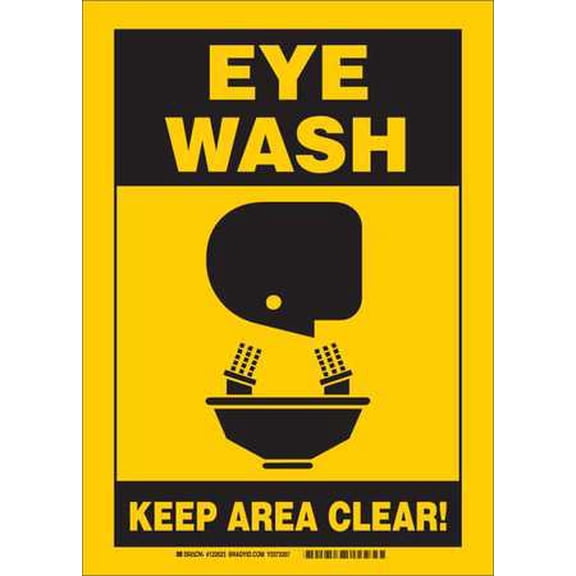 Eye Wash Sign,14 In. H, 10 In. W BRADY 122623