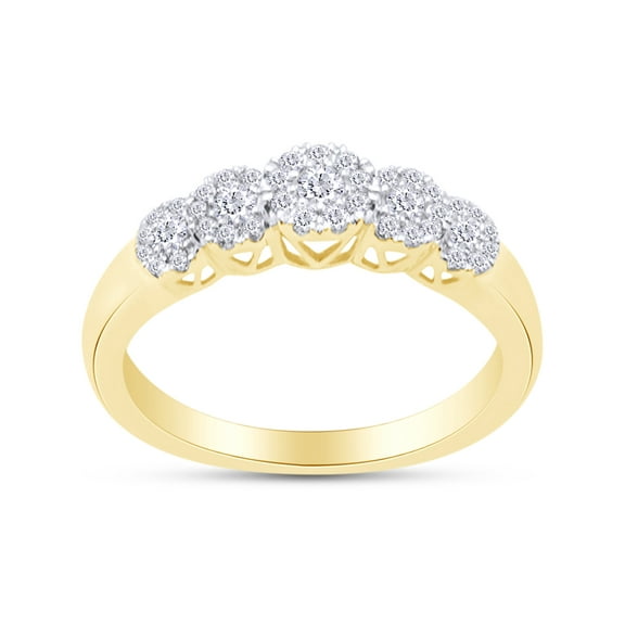 1/3 Carat Round Cut White Natural Diamond Engagement Wedding Band Ring In 14K Yellow Gold Over Sterling Silver Jewelry (Clarity : I2-I3,Color : I-J, 0.33 Cttw) Ring Size-4