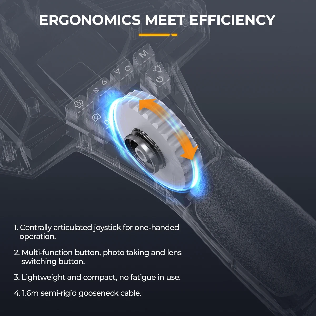 ANCEL Industrial Borescope 4.3" Snake Camera 6.5MM Endoscope, Two-Way HD Endoscope with 7 LED Lights Car Inspection Tool, IP67 Waterproof for Automotive Engine HVAC Wall and Pipe Inspection