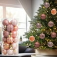 thumbnail image 5 of 24pcs 1.57 Inch Christmas Bucket Painted Plastic Ball Ornaments Tree Decoration Pendant Multiple Shapes Shatterproof Design (Rose Gold), 5 of 6