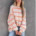 thumbnail image 2 of ShomPort Womens Casual Fall Long Sleeve Sweatshirt Crew Neck Cute Striped Pullover Loose Tops, 2 of 9