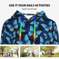 thumbnail image 4 of Picia Blue Butterfly Pattern Casual Women's Hoodie, Hooded Sweatshirt with Kangaroo Pocket, Comfortable Pullover with Eye-catching Drawstrings-Small, 4 of 7