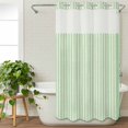 thumbnail image 3 of Sage Green Striped No Hook Shower Curtain Waterproof, Bathroom Curtains with Snap in Liners and See Through Top Window, Modern Simple Farmhouse Beige Hotel Style Bathtub Curtains Shower 36"Wx78"L, 3 of 8