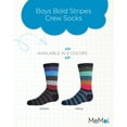 thumbnail image 2 of MeMoi Boys Bold Stripes Cotton-Rich Fine-Gauge Crew Sock - Boys - Male, 5-6, Black, 2 of 7