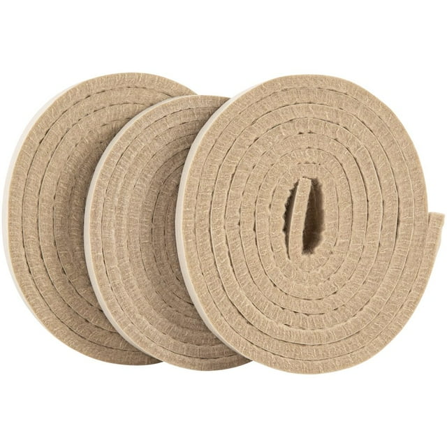 CHUANK 1/2” x 60” Self-Stick Felt Furniture Strip Beige (3 Pack)