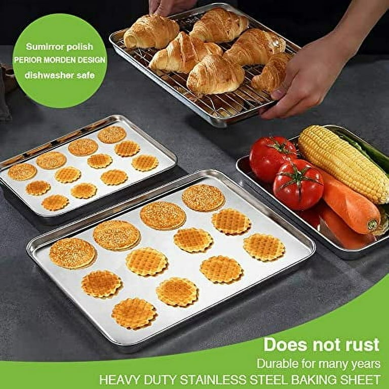 Baking Sheet Cookie Sheet Set of 2, Umite Chef Stainless Steel Baking Pans  Tray Professional 16 x 12 x 1 inch, Non Toxic & Healthy, Mirror Finish 