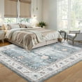 thumbnail image 3 of Garvee 5'x7' Modern Floral Area Rug Oriental Indoor Carpet with Non Slip Backing, Washable Rug Distressed Foldable Floor Mats for Living Room Bedroom Entryway, Light Green, 3 of 8
