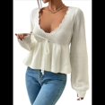 thumbnail image 2 of Suéter Adelgazante de Larga para Mujer, Informal, con Cuello en V, de Punto S, 2 of 10