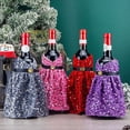 thumbnail image 4 of Housse de Bouteille de Vin Paillettes Robe Rouge Décoration de Bouteille de Vin Paillettes Bouteille de Noël pour Décoration de Table de Dîner de Noël, 4 of 9