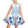 thumbnail image 2 of TGSLY Girls Summer Princess Dresses Cute Flower Printed Sleeveless Suspender Flared Skater Dress Loose Flowy Swing Beach Vacation Sundress with Pockets Multicolor#37 5 Years, 2 of 9